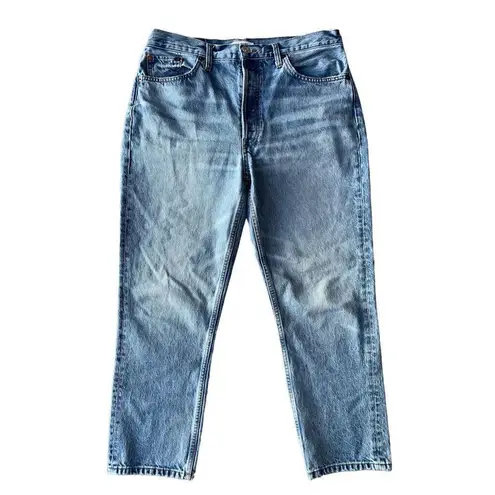 RE/DONE 70's Stove Pipe Straight Leg Jeans in Cool Medium Blue
