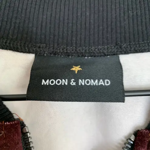 Moon & Nomad Mixed Emotions Velvet Bomber Jacket Burgundy Purple Fringe Medium