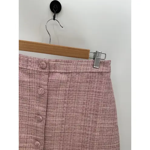 Majorelle Ariah Pink Tweed Button Front Mini Skirt Womens Size Medium