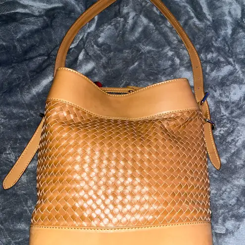 Valentina Tan Woven Leather Shoulder Bag