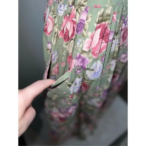 Women’s Vintage Fairy Floral MIDI Dress Large Pink