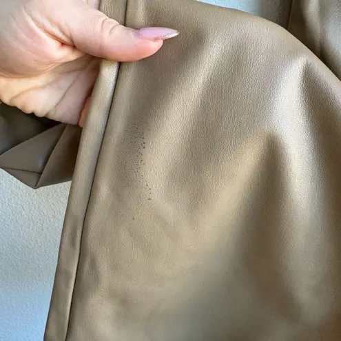 ZARA  Faux Leather Flare Leg Pants Size 28 Medium Tan Nude Stretch High Rise