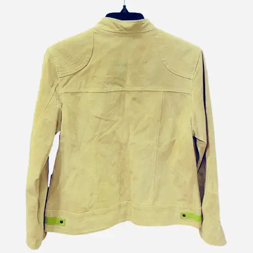 Ruff Hewn Lime Green Suede Leather Jacket Moto Biker L