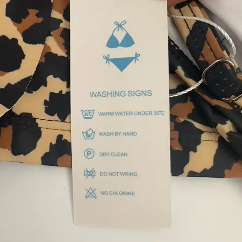 Beachsissi Leopard Ruffle V Neck Tummy Control Tank Swimsuit Size Medium