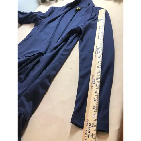 Serena Williams Cardigan Womens Medium Navy Blue Ruffle Hem Open Front Drape