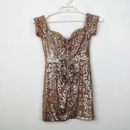 Dress the Population | Jada Gold Sequined Jersey Mini Dress Sz. Medium