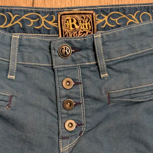Rich & Skinny Jean Shorts Womens 28 Blue Denim Bermuda Buttonfly Designer