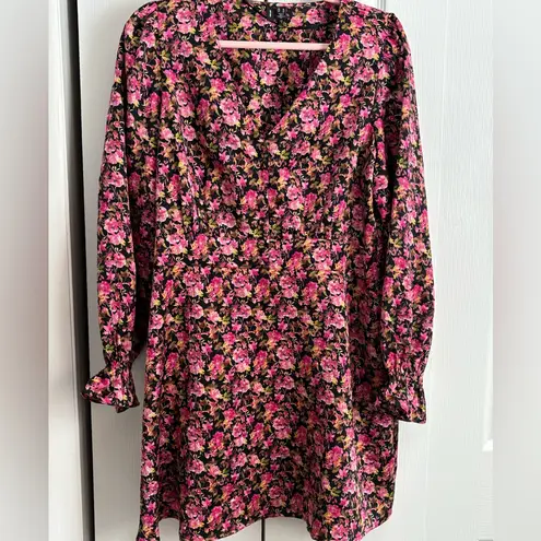 VERO MODA Elly Floral Long Sleeve Minidress in “Very Berry” – Size XL