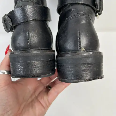 All Saints Size 36 5 Combat Boots Black Leather Criss Cross Buckle Strap READ
