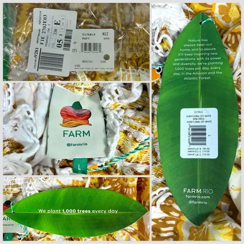 Farm Rio Aura Floral Ruffle Cotton Mini Dress Lightweight Summer Smocked Large