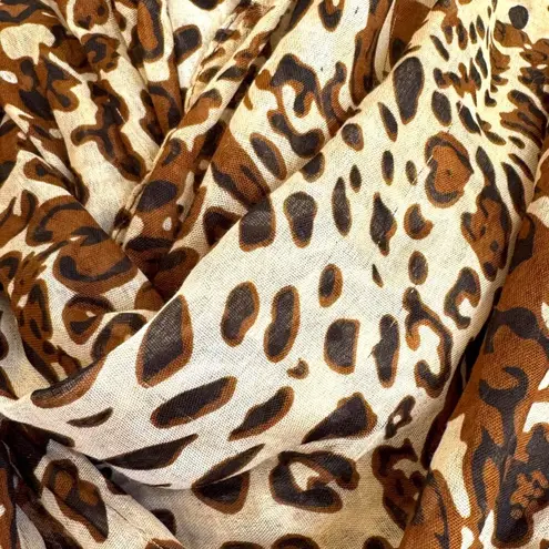 Leopard Print Infinity Scarf Lightweight Fashion Accessory Wrap Casual Soft Brown