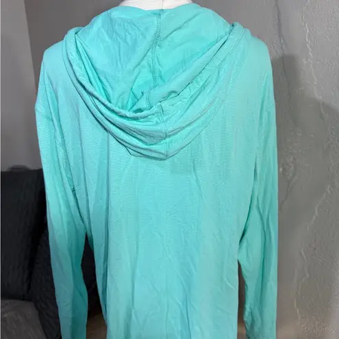 L.L.Bean Women’s Lightweight Hooded Pullover Long Sleeve Top Seafoam Aqua large Green