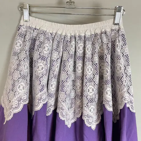 Handmade Skirt Lace Purple White Elastic Waistband Country Line Dance Rodeo