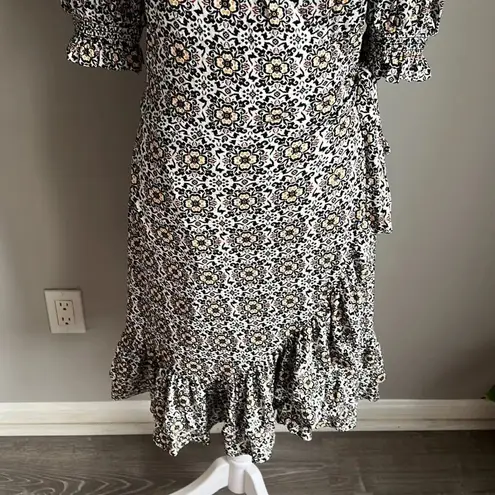 NEW Boden Ruffle Wrap Jersey Mini Dress Black, Opulent Pome Black Size 8