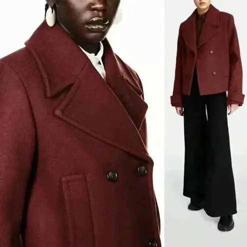 Joseph Diagonal Wool Dove Coat in Raisin Size 38 Medium 6 US