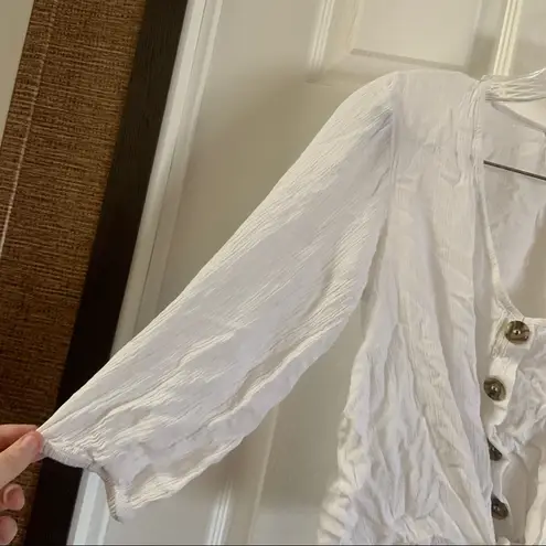 Indulge White Scoop Neck Tie Knot Front Crop Top M