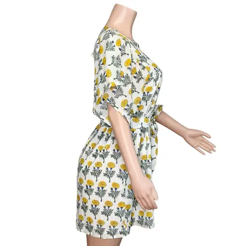 EMERSON FRY Basalie Mini Dress, Big Marigolds White Organic, XS