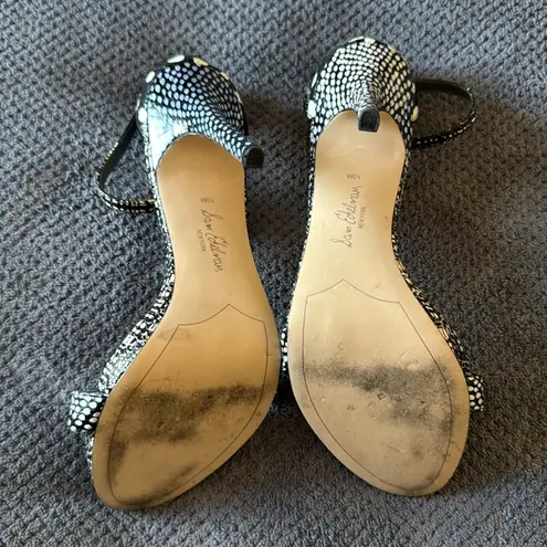 Sam Edelman  Size 10 Snakeskin Polka Dot Ankle‎ Strap Stiletto Heels Sandals