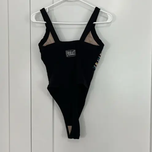 Everlast Vintage Large Black Multicolor Stripe Square Neck Tank Bodysuit