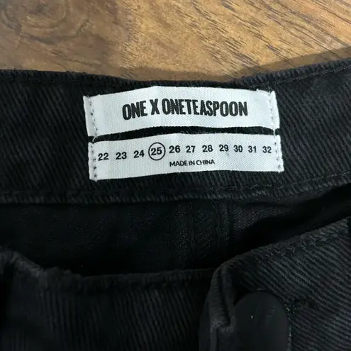 One Teaspoon  Freebirds High Waist Black Oak Distressed Jeans Size 25 NWT