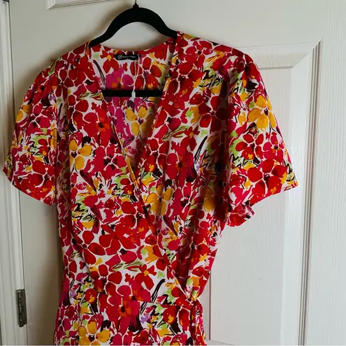 PRETTYGARDEN Women's Summer Wrap Maxi Dress Casual Boho Floral size X