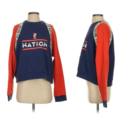 P.E Nation The Wembly Sweatshirt, (REVOLVE Collection) Navy & Red Cotton sz. S Blue