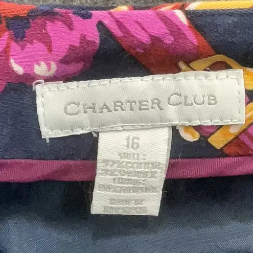 Charter Club Classic Navy Floral Equestrian Belt Pencil Skirt Women’s Size 16