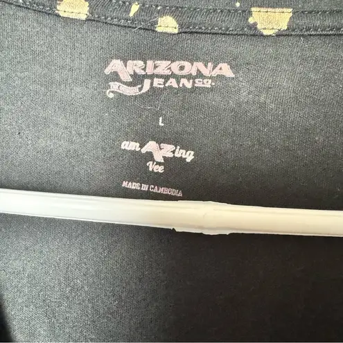 Arizona Jeans Splash Gold Splatter Black and Gold Women's V-Neck Top Sz L