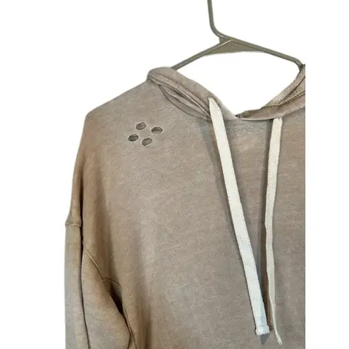 Colsie Beige Distressed Hooded Long Sleeve Casual Comfy Sweatshirt Women Sz XS