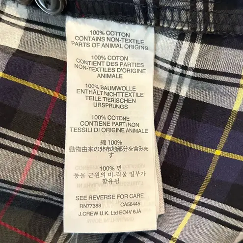 J.Crew Shirt Womens 4 Multicolor Long Sleeve Button Up Plaid Slim Fit Shirt Black