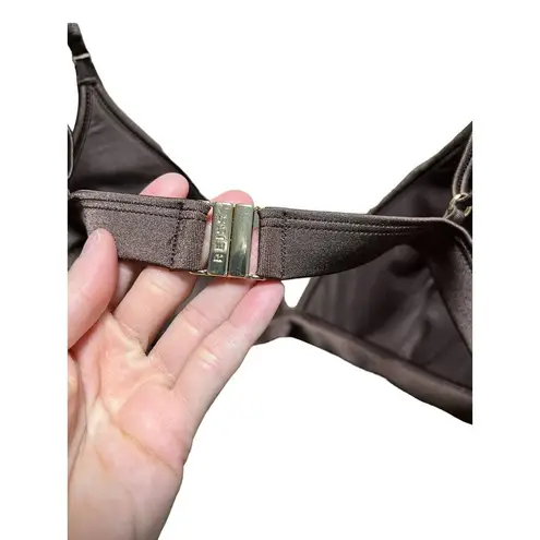 Reiss Raquel Pleat Detail Bikini Top Dark Brown