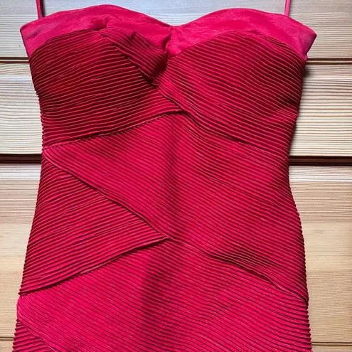 Daisy Y2K Women's Red Strapless Retro Bandage BodyCon Pleated Rouched Dress Size Small