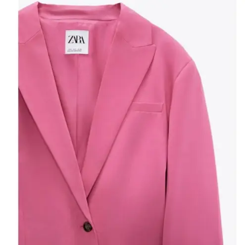 ZARA  Oversized Pink Tapered Waist Blazer Bloggers Favorite Size X-Small 4432/700