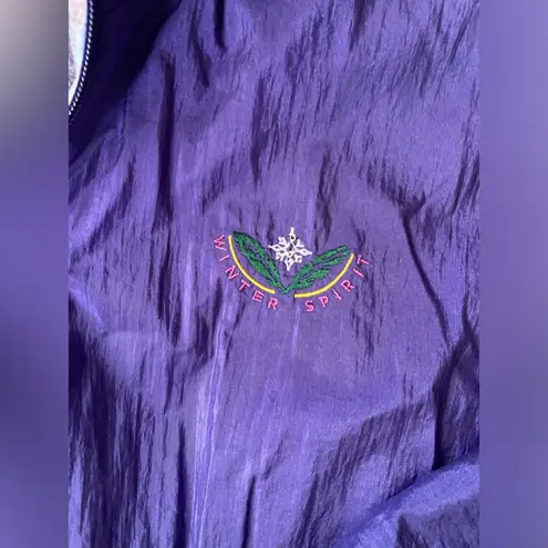 Vintage Winter Spirit purple reversible fleece lined toggle waist coat, size M/L Size L