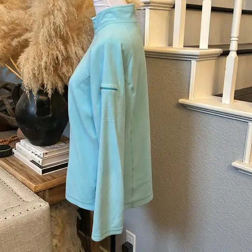 L.L. Bean Womens Aqua Blue Quarter Zip Pull Over Fleece Running Top SZ Medium - Image 3
