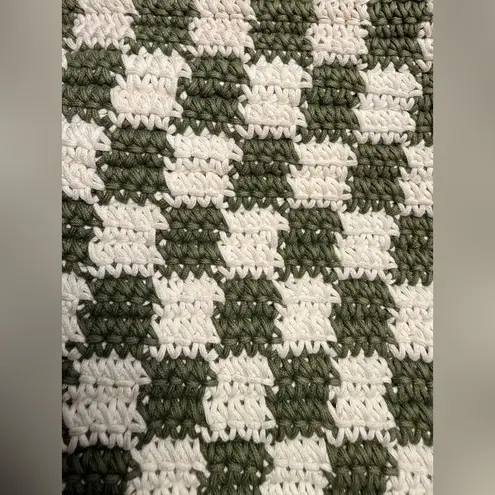 Clare V Woven Flat Clutch Tabs Crochet Olive Cream Bag Green