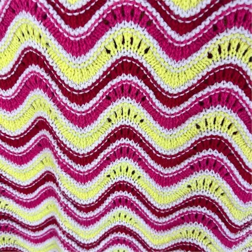 Kaily K Women's Size XL Iced Pink Zig Zag Crochet Pullover Sweater Cottagecore