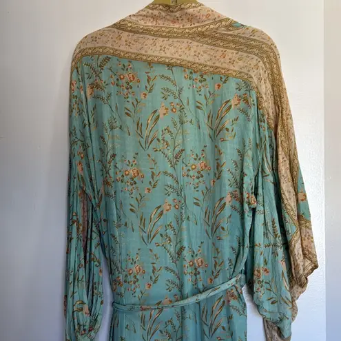 Spell & the Gypsy Collective Maisie Maxi Kimono Robe Vintage Turquoise Size S/M Green