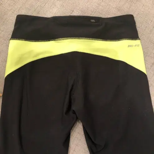 Nike  Crop Leggings Black Yellow Yoga Pant Small