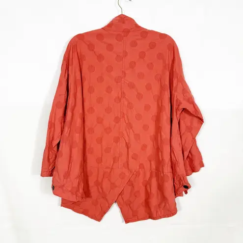 Dress To Kill Textured Cotton Split Back Tunic Lagenlook Rust Relaxed Button Size undefined