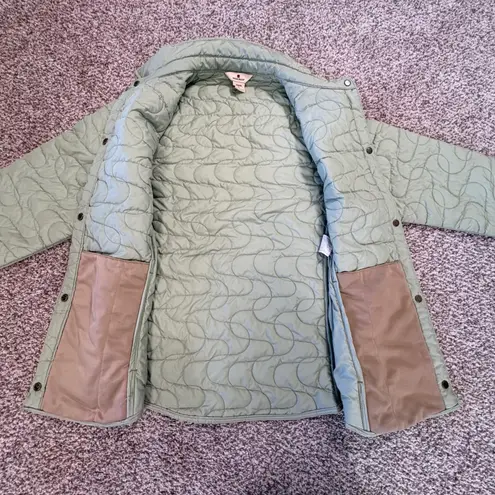 Woolrich Quilted Light Sage Jacket Women Small Snap Button Coat Outdoor Winter