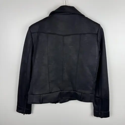 The Kooples Sport Womens Moto Jacket Sz Medium Black Faux Fur Lined Grunge Goth