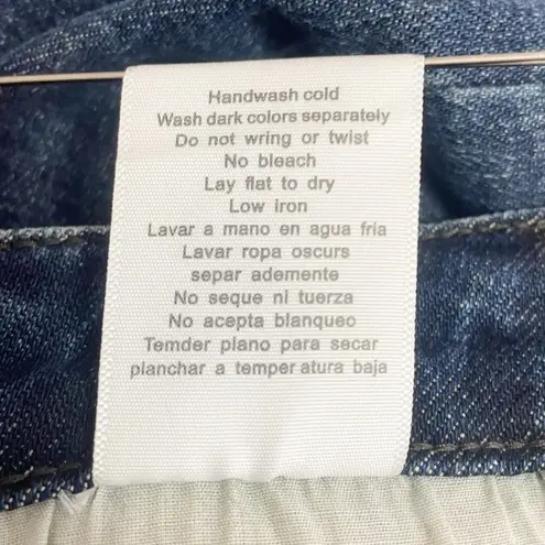 Judy Blue Buffalo Plaid Patch Midrise Cuffed Boyfriend Jeans Dark Wash Size 29