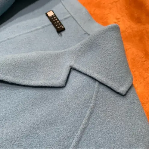 carole little Vintage Wool Open Front Blue Wide Cuff Jacket