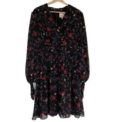 Gal Meets Glam Smocked Fit & Flare Silhouette Floral Dress Size 10 NEW