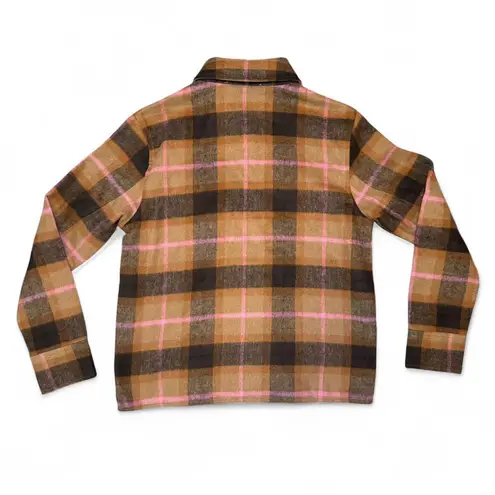 NWT BB Dakota Steve Madden Women’s Plaid Fleece Shacket Jacket Small Brown Pink