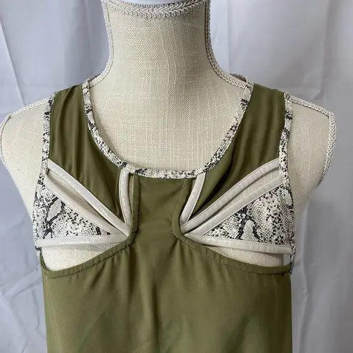 English Rose Green and snake print L tank