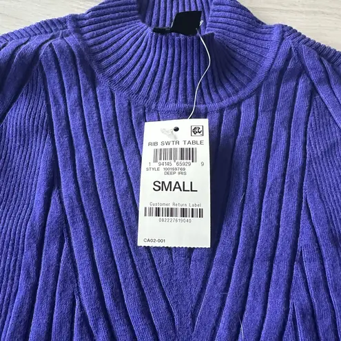 INC Detail Ribbed Mock Neck Sweater Sapphire Crush Blue (Purple) Size Small NWT Purple