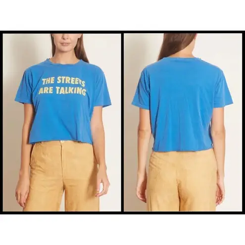 💕MOTHER💕 Rowdy Cut Off Tee ~ Streets are Talking Graphic Tee Small S NWT Blue