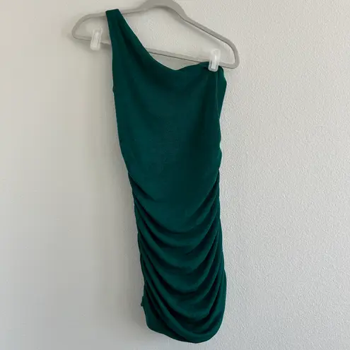 Lucy in the Sky Hunter Green Shoulder Dress